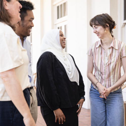 Sumaia at University of Sydney talking to other students